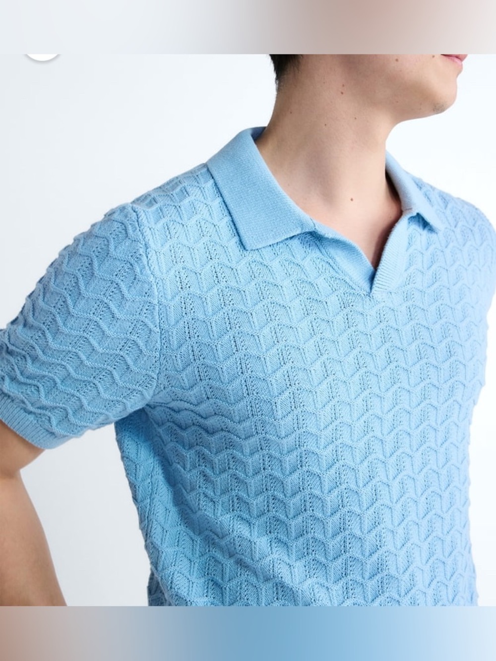 Free Assembly Mens Wavy Stitch Cotton Polo Sweater Short Sleeves Size XL